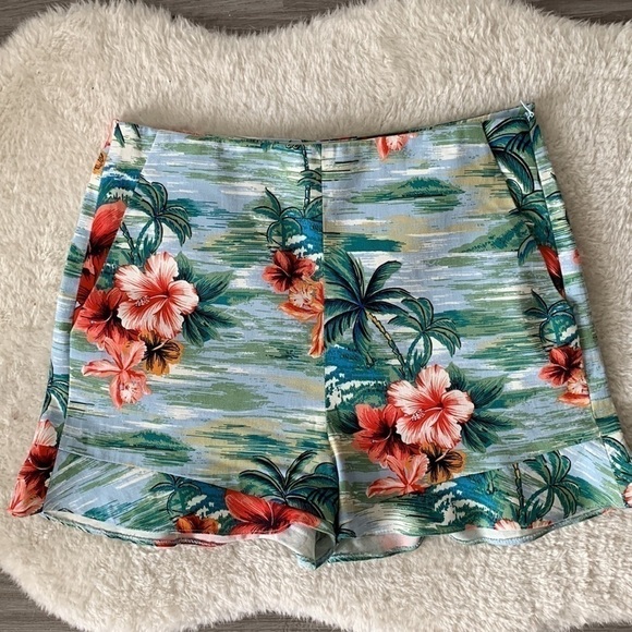 Zara Summer Hawaiian Tropical Cotton Dress Shorts Size Small - Picture 2 of 16